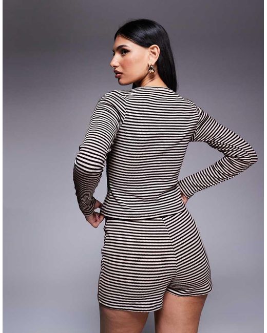 ASOS Gebreid Gestreept Vest Met Ronde Hals in het Gray