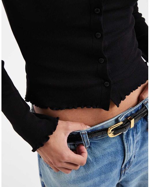 Brave Soul Blue Fine Knit Cami And Cardigan Set With Lace Detail