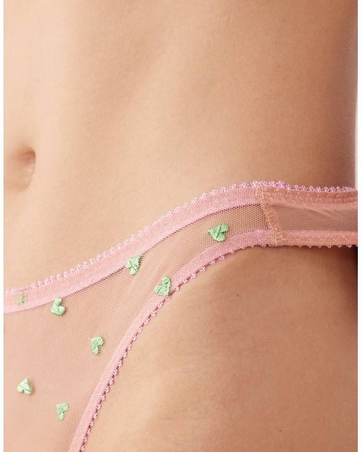 Dora Larsen Natural Bessie Heart Embroidered Thong