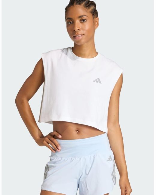 Adidas Originals White Adi365 Running Essentials Crop T-Shirt
