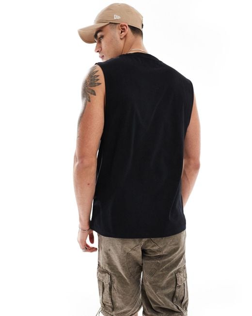 Camiseta negra extragrande sin mangas ADPT de hombre de color Black