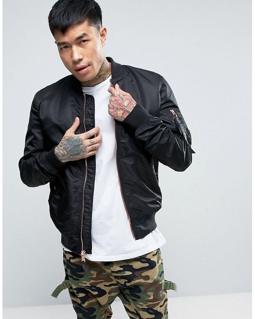Alpha Industries Vf Lightweight Er Jacket Gold Zip In Black Alpha Industries Vf Lightweight Er Jacket Gold Zip In Black For Men Lyst