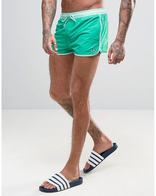 Adidas Originals Green Split Swim Shorts In Short Length Bj8575 for men