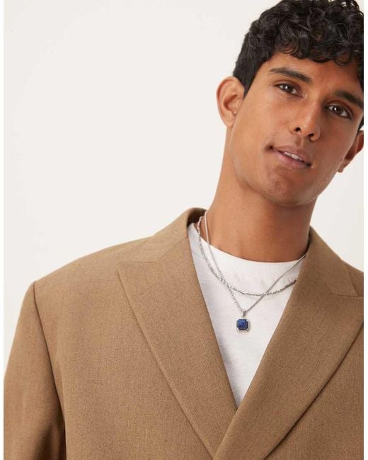 ASOS Brown Double Breasted Boxy Suit Jacket for men