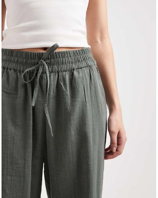 ONLY Blue Wide Leg Linen Look Trousers
