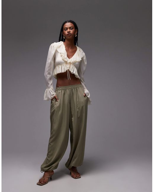 ASOS White Chiffon Ruffle Tie Front Blouse