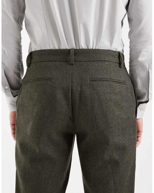 ASOS Green Wool Mix Slim Suit Trousers for men