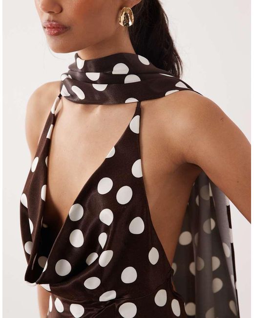 ASOS White Satin Cowl Neck Scarf Maxi Dress