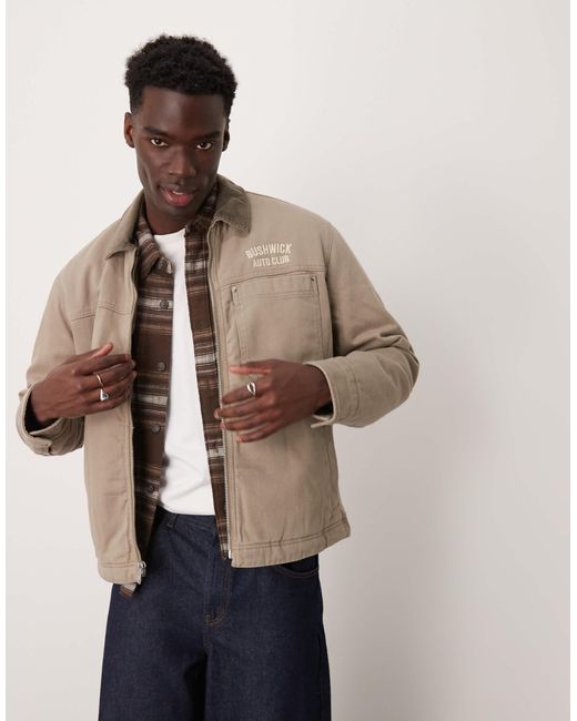 Abercrombie & Fitch Natural Workwear Sherpa Lined Trucker Jacket for men