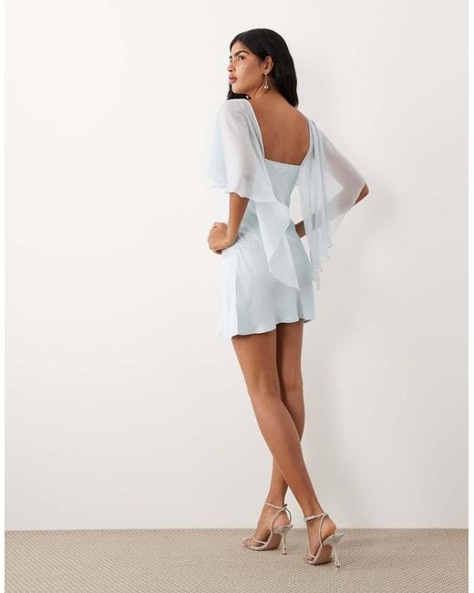 ASOS White Satin Chiffon Cape Layer Mini Dress