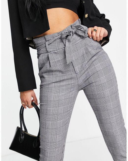 Pantalon à carreaux avec taille haute froncée Vero Moda Tall en coloris  Gris | Lyst