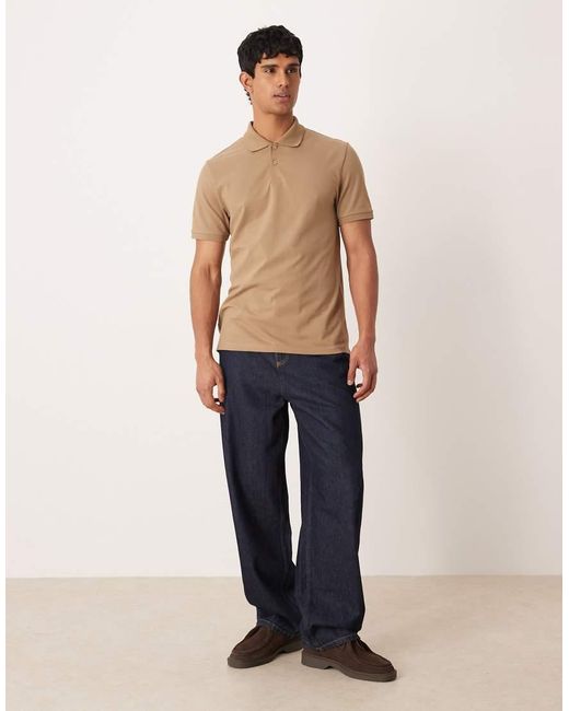 ASOS Basic Regular-Fit Piqué Polo in het Blue voor heren