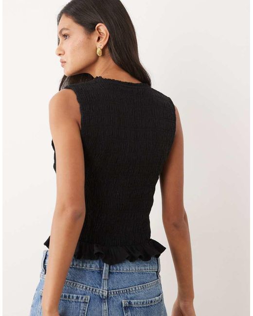 Abercrombie & Fitch Blue Smocked Square Neck Shell Top