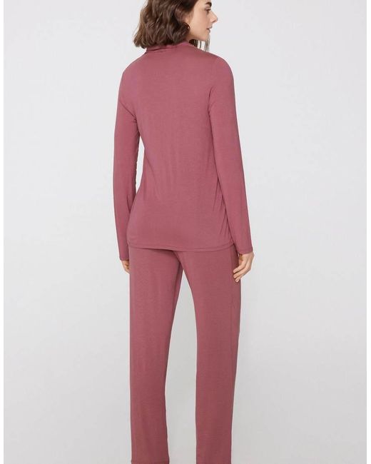 Tezenis Red Long Open Viscose Pyjamas