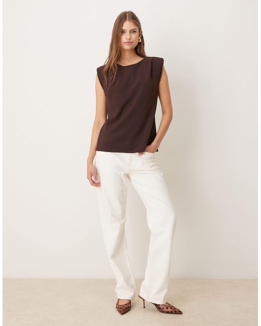 Mango Brown Sleeveless Blouse
