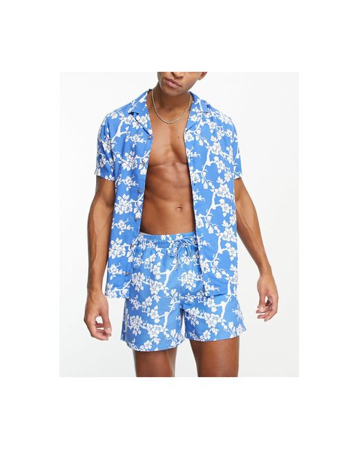 Camicia da mare con stampa a fiori da Uomo di Hunky Trunks in Blu | Lyst