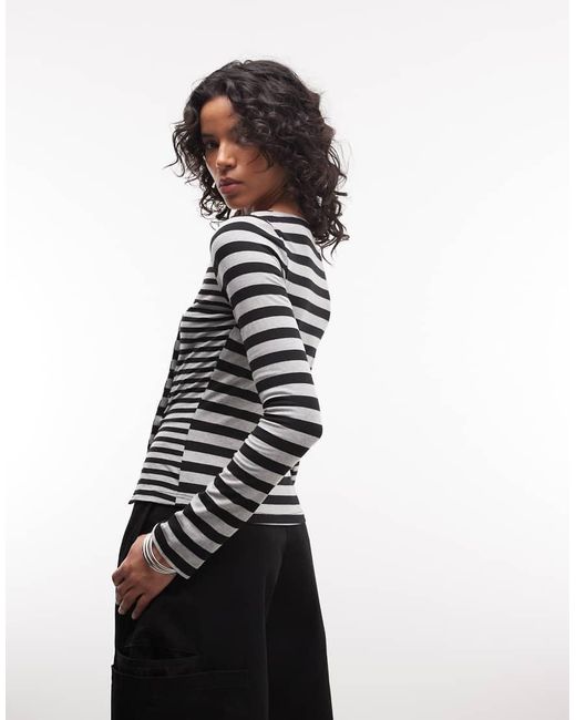 The Ragged Priest Black Asymmetric Button Down Long Sleeve Top