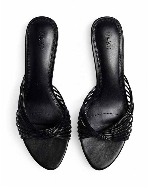 NA-KD Black Strappy Mules