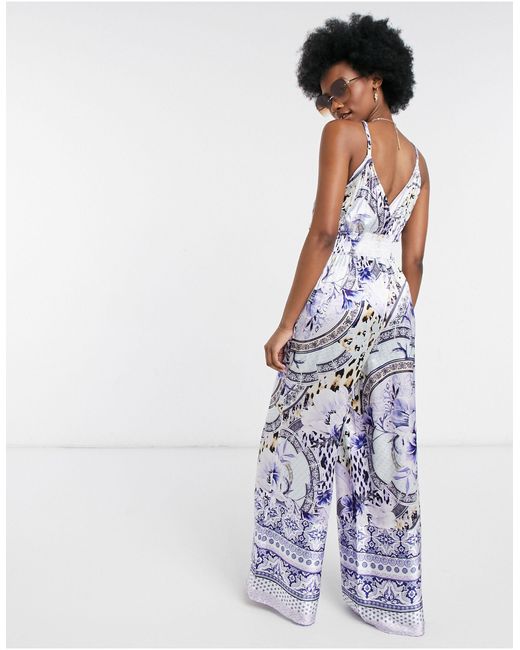 Lace Floral Plunge Beach Jumpsuit 