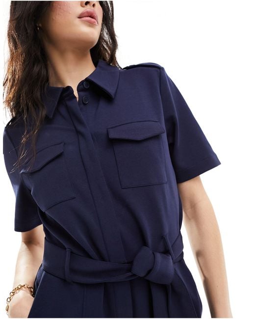 Combinaison en jersey à manches courtes et poches plaquées avec lien à la taille - foncé & Other Stories en coloris Blue