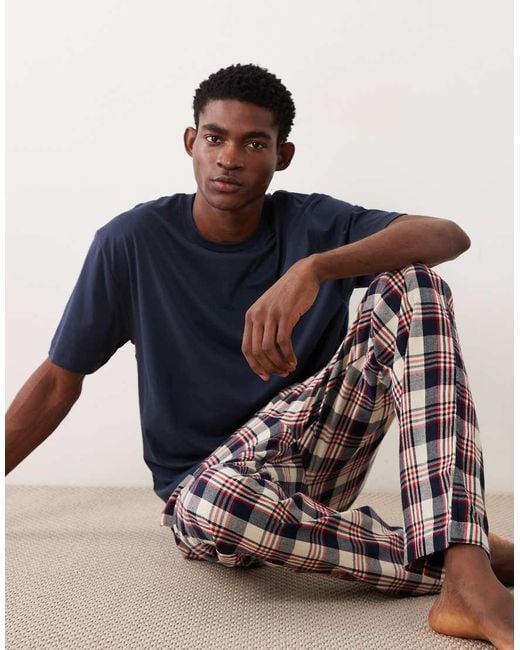 Gant Blue Flannel Check Pajama Pants for men