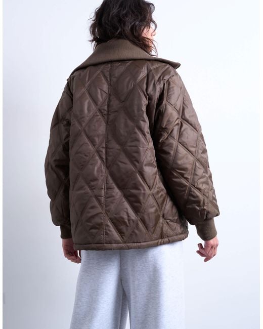 TOPSHOP Brown Spread Rib Collar Liner Jacket