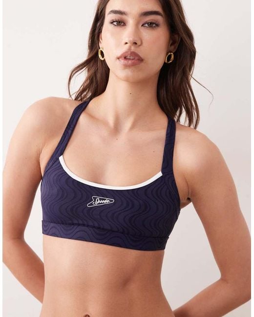 Speedo Blue Jetstream Texture Crossback Bikini Top