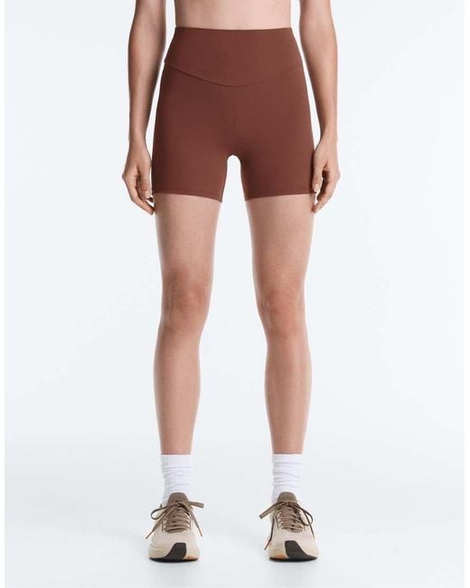 Oysho Brown Comfortlux High-Rise 10Cm Hot Pants