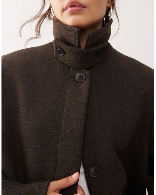 Weekday Brown Wool Blend Car Coat