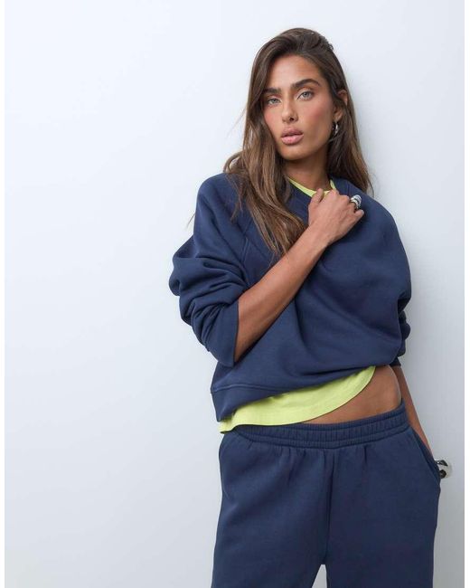 ASOS Blue Regular Raglan Brushback Sweatshirt