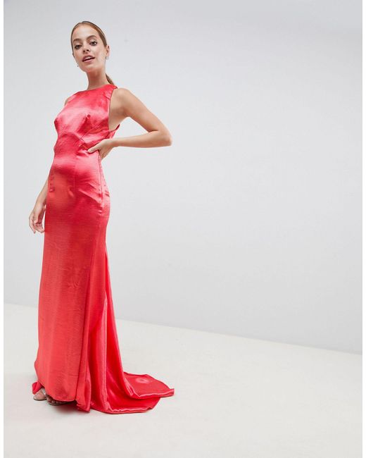 jarlo high neck fishtail maxi dress