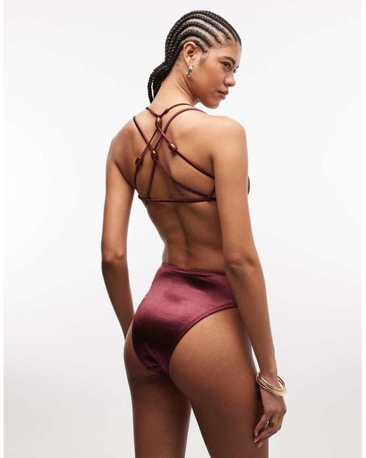 ASOS Green Keira High Shine High Leg High Waist Bikini Bottom