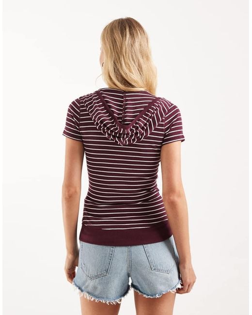 Hollister Purple Icon Logo Short Sleeve Hooded Top