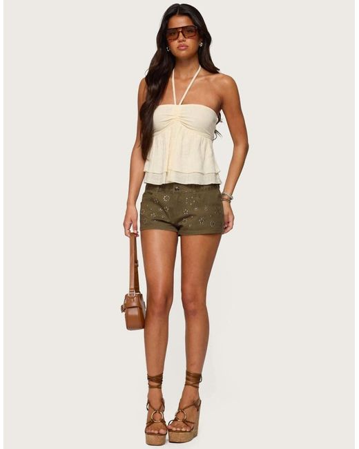 Edikted Natural Eartha Studded Micro Shorts