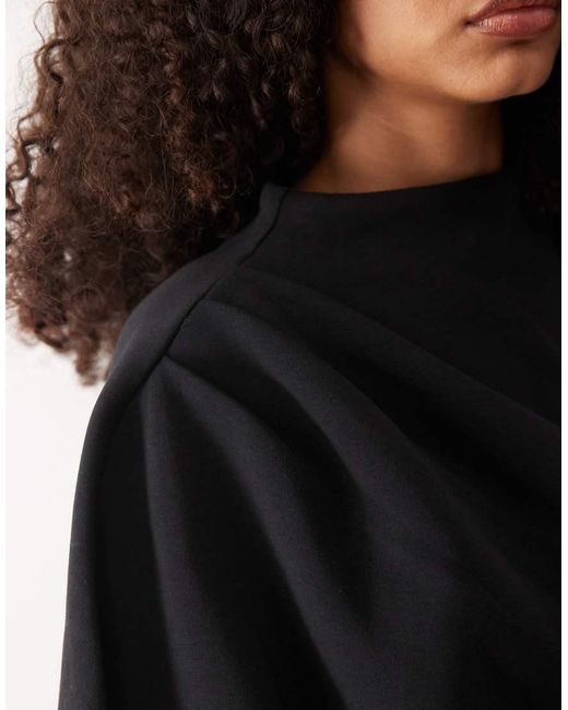Y.A.S Black Asymetric Premium Jersey Structured Top