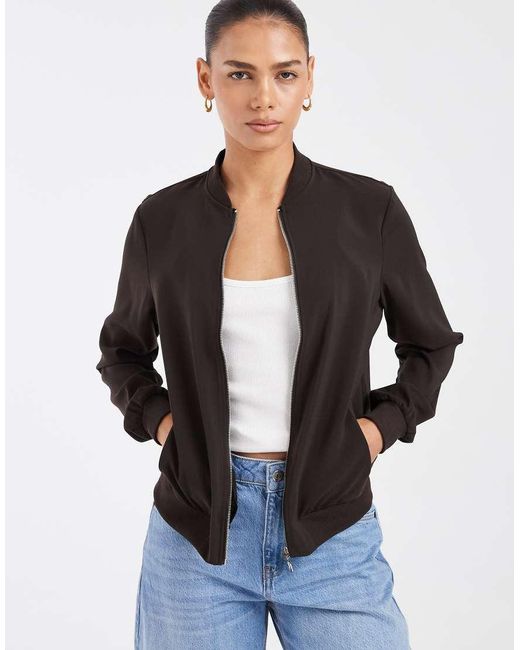 Vero Moda Gray Lightweight Zip Front Bomber Jacket