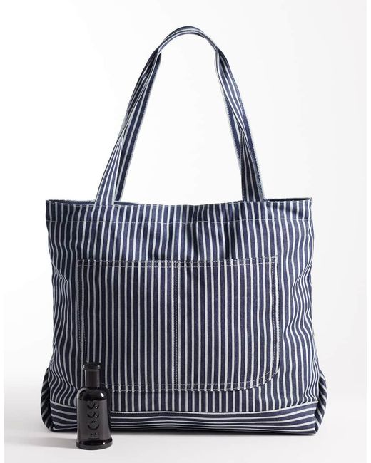 ASOS Blue Stripe Tote Bag for men