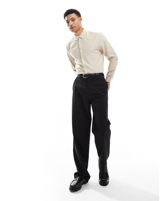 ASOS Natural Oxford Regular Shirt for men