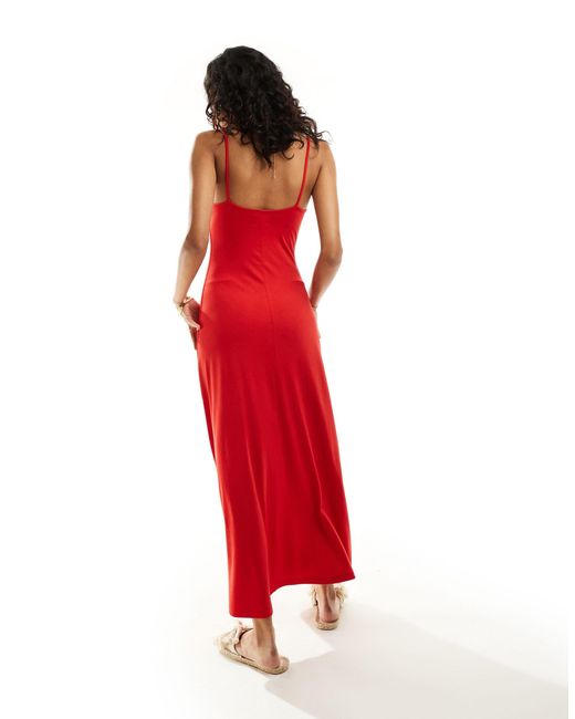 ASOS Red Scoop Back Strappy Maxi Dress
