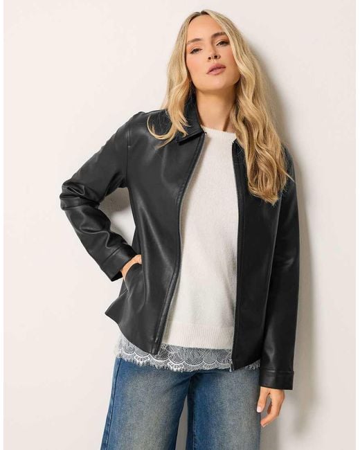 Long Tall Sally Black Faux Leather Zip Jacket