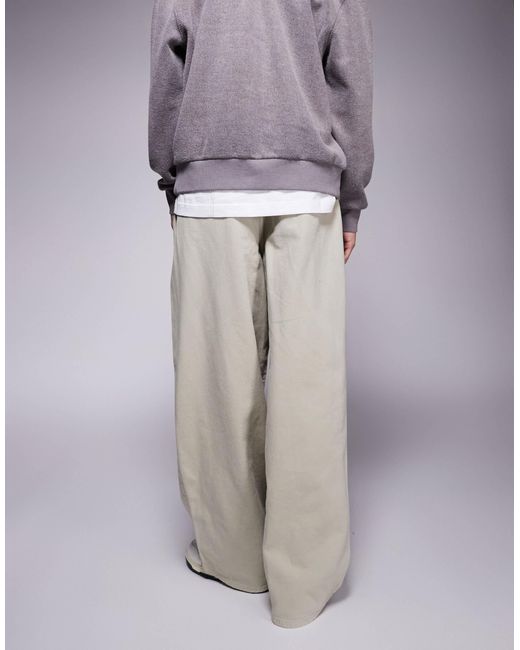 ASOS Natural Super baggy Pull On Trouser With Pleats for men