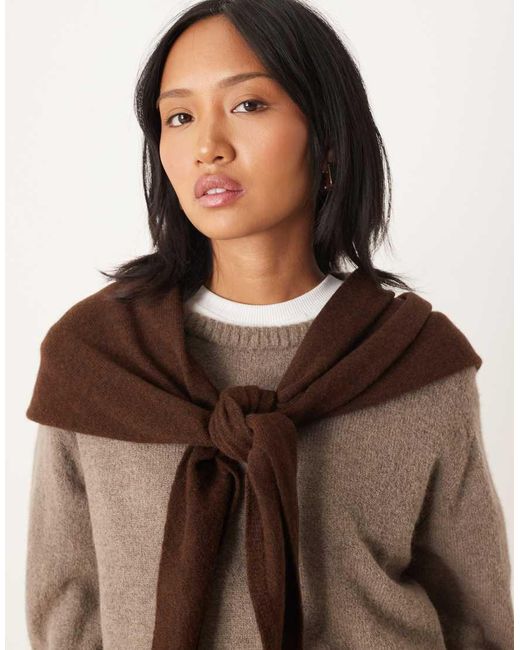 ASOS Brown Wool Knitted Triangle Scarf