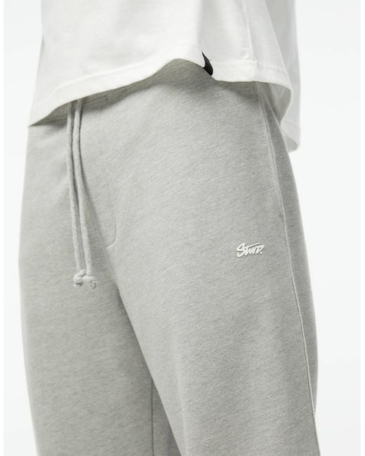 Pull&Bear White Basic Fleece Cuffed Joggers for men