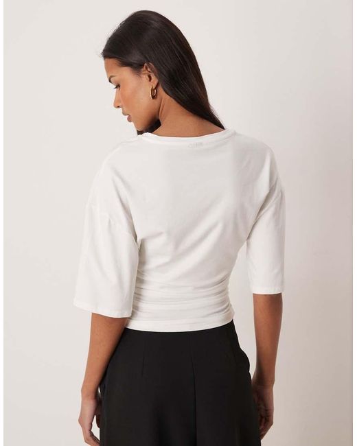 Gina Tricot White Ruched Top