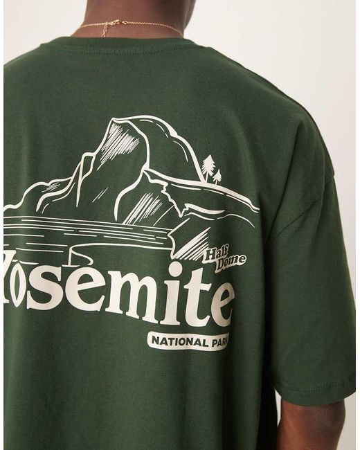 ASOS Oversized T-Shirt Met Grafische Landschapsprint in het Green voor heren