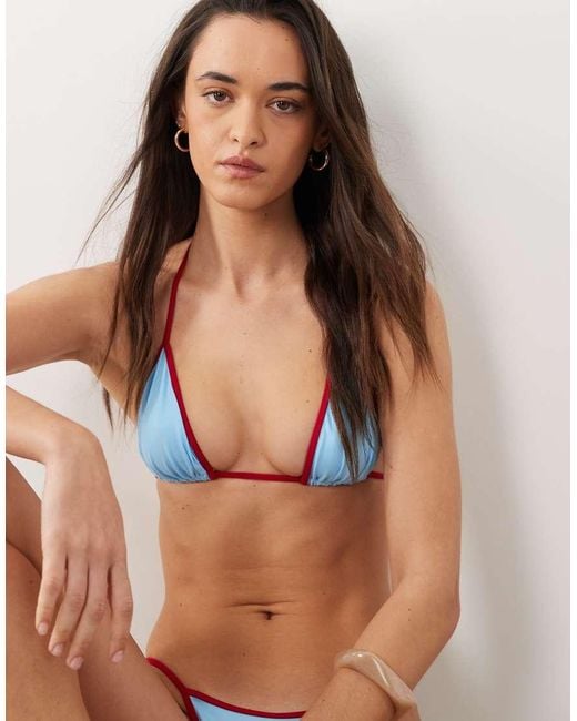 Free Society Natural Triangle Bikini Top With Contrast Trim