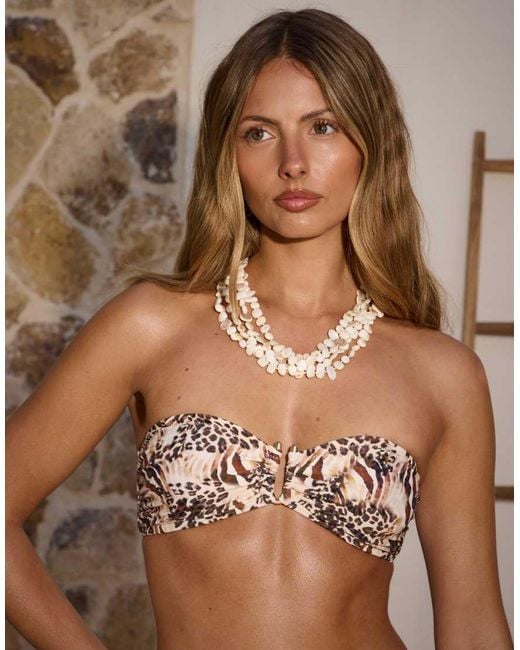 South Beach Brown X Sasha Corte-t Bandeau Bikini Top
