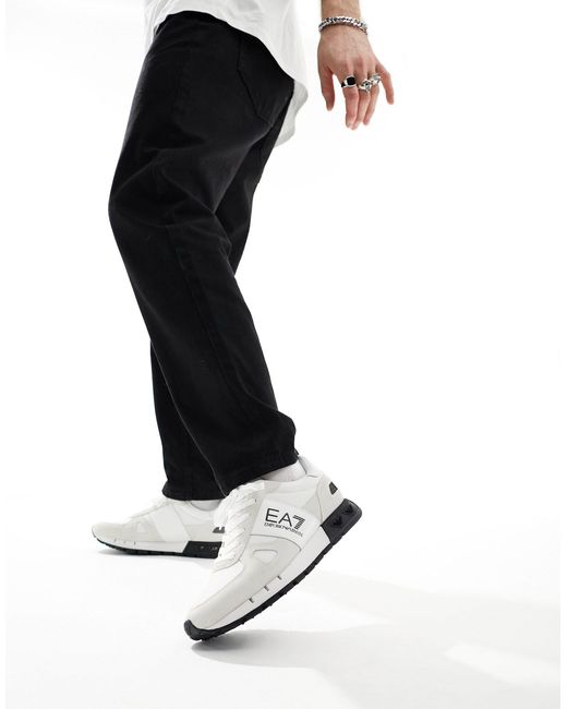 Armani - - baskets en daim et tulle à logo - noir et EA7 pour homme en coloris White
