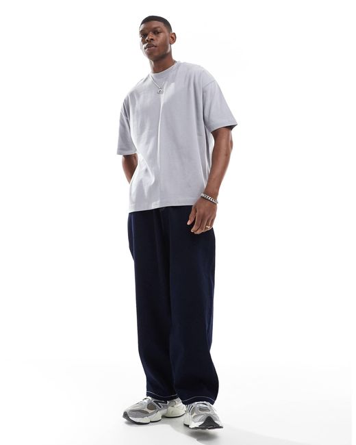 ASOS – oversize-t-shirt aus schwerem stoff in Blue für Herren