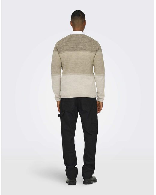 Only & Sons – strickpullover in Natural für Herren